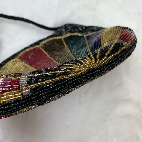 Beaded Evening Bag. Crossbody. Peacock Pattern - Picture 4 of 7